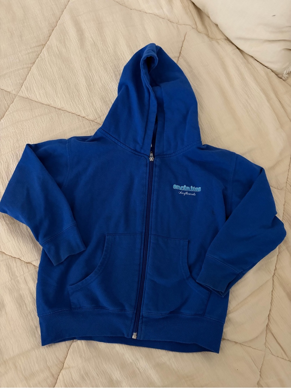 Encinitas Surfboards Kids Blue Zip-Up Hoodie Sweatshirt